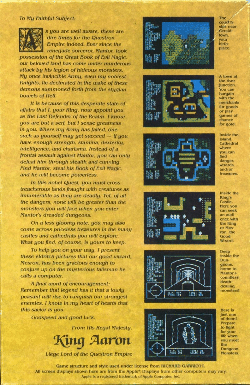 Questron box art for Commodore 64